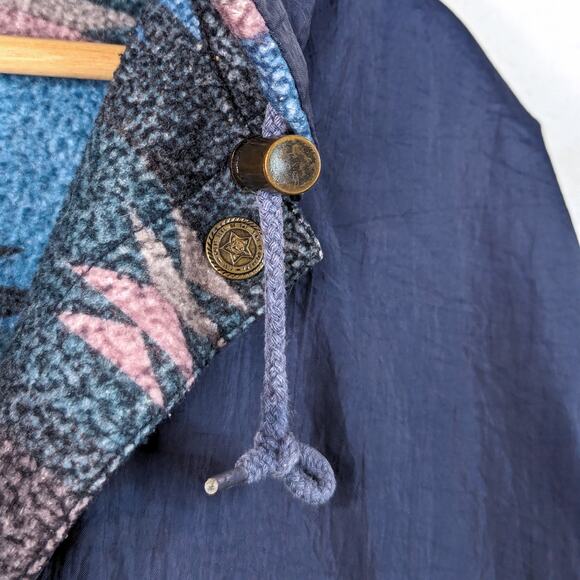 Vintage Reversible Parka Winbreaker Flannel Lined Southwestern Jacket 90s OS VTG - Picture 7 of 11